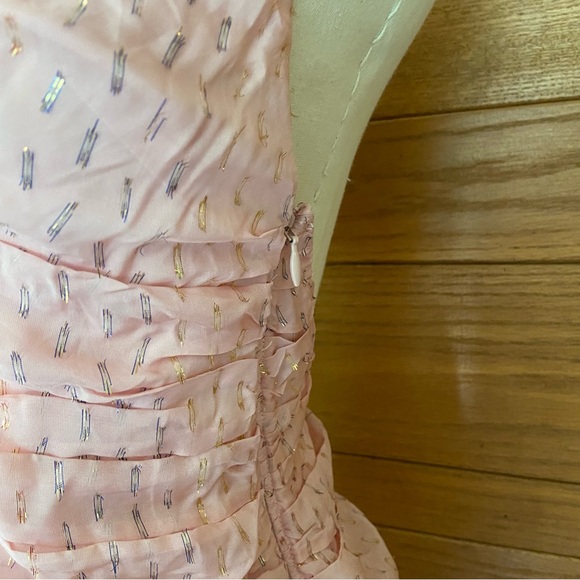 For Love & Lemons Chantal pink metallic gold ruffled mini dress - Picture 5 of 10